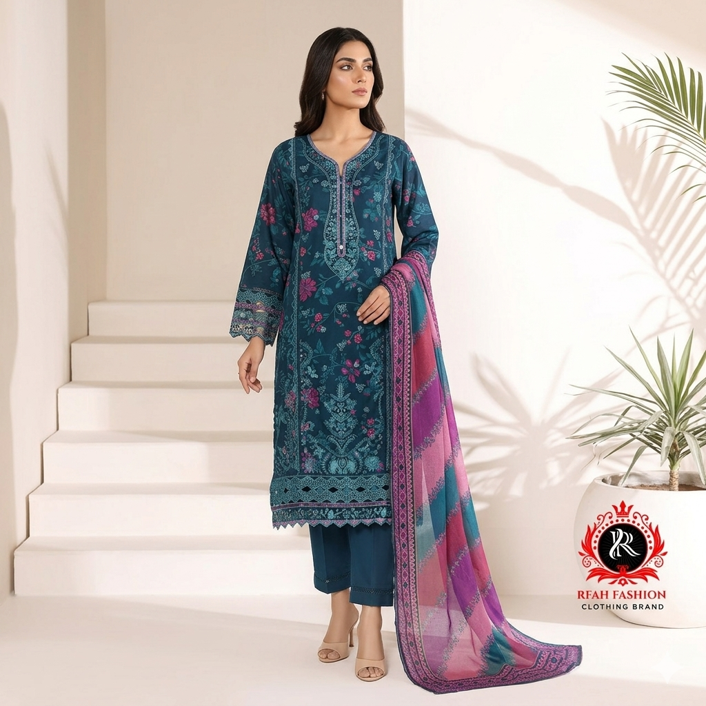 Pakistani Lawn Dress – Sequin & Embroidery | Ready to Wear