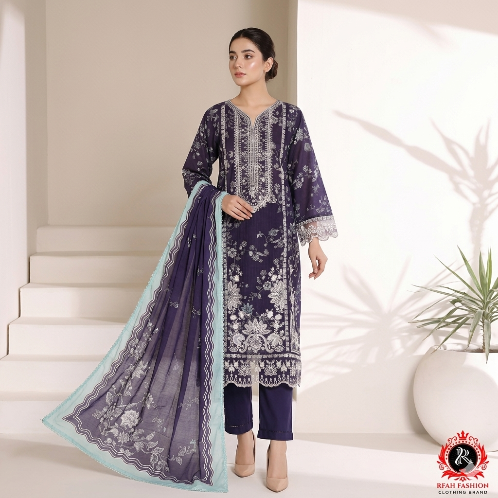 Pakistani Lawn Dress – Sequin & Embroidery | Ready to Wear