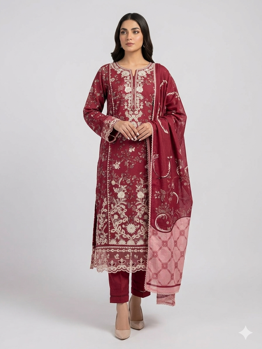 Pakistani Lawn Dress – Sequin & Embroidery | Ready to Wear